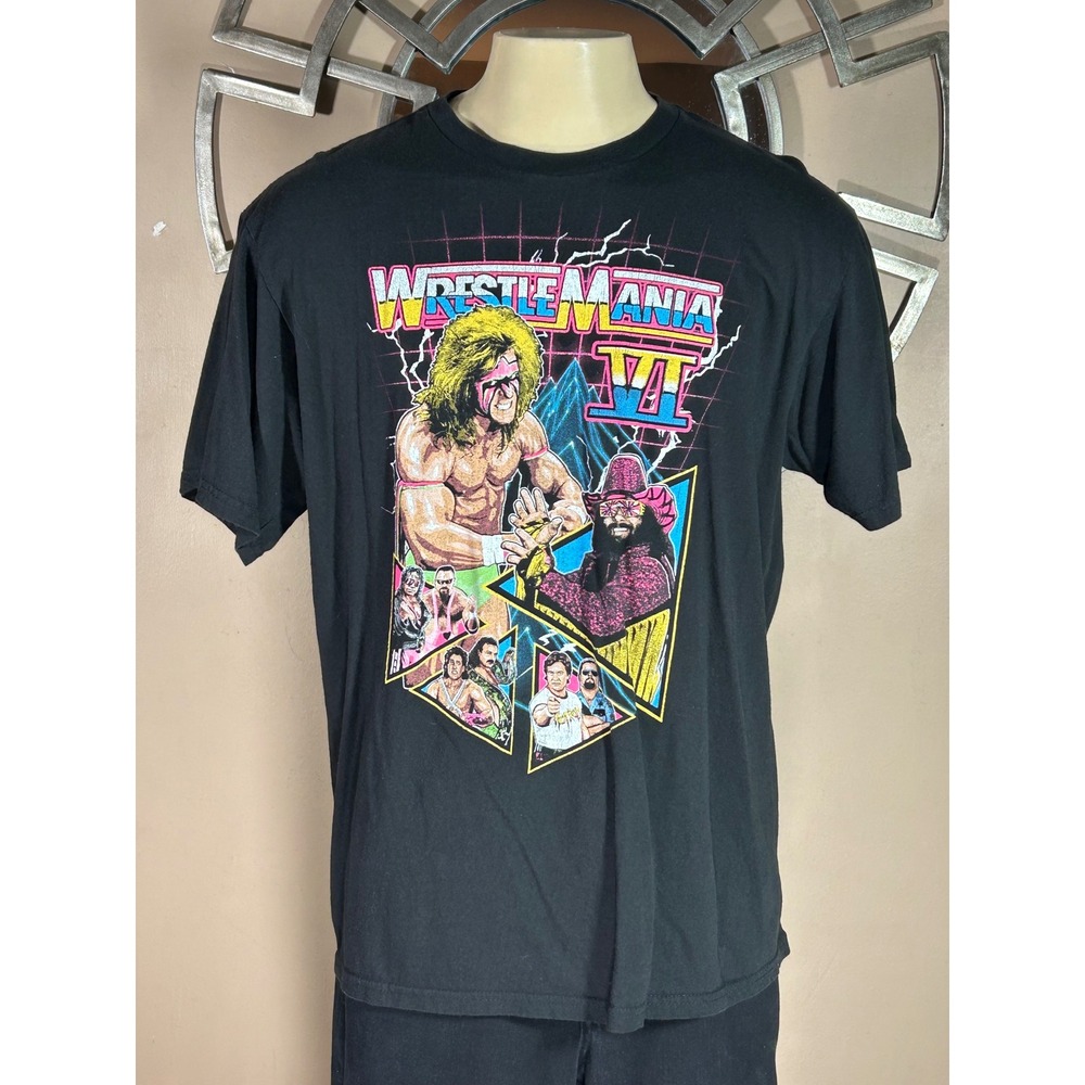 WrestleMania VI Black‎ T Shirt Ultimate Warrior Macho Man WWE 2021 reprint XL